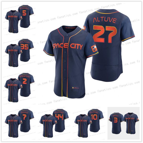 

27 jose altuve 2022 space city city connect houston jersey alex bregman michael brantley yuli gurriel jeff bagwell justin verlander jeremy p, Blue;black