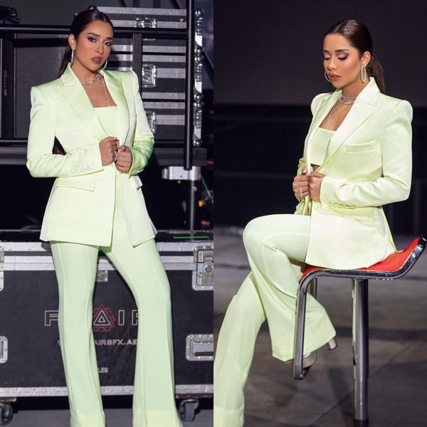 

light green women's blazer suits 2022 elegant bridesmaid dress solid ladies slim fit outfits customise 2 pcs jacket pants, White;pink