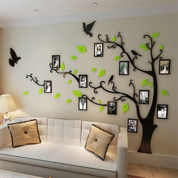 Po quadro de árvore de árvore de cristal acrílico adesivos de parede TV SOFA BORNO DE PARENDERS HOME HOME 3D DIY ARTE Decor 201211