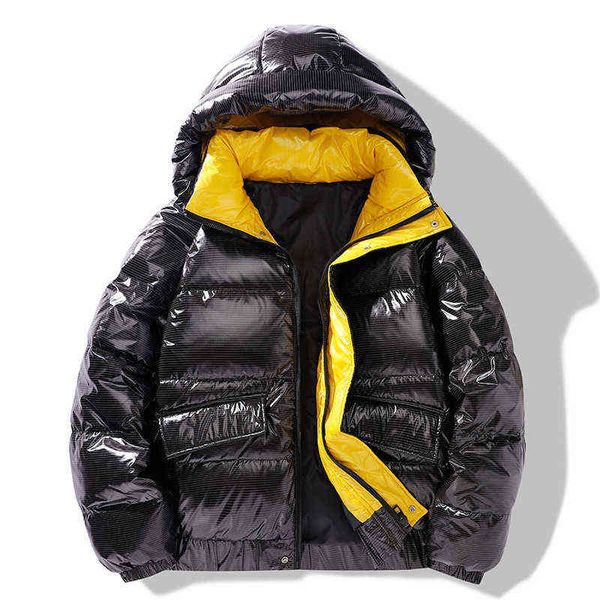 

casual loose quality winter men's warm white duck down jackets thicken hooded men's coat winter jacket men outwear clothing t22080, Black