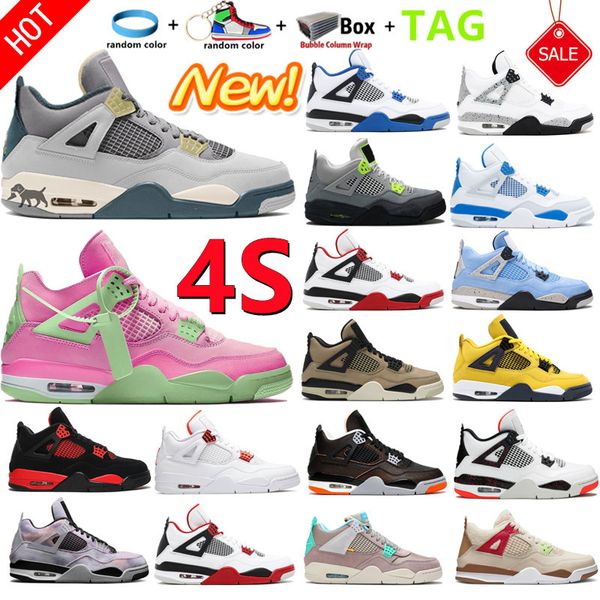 

2022 4s iv 4 men women basketball shoes soft pink fire red unc desert moss black cat sail white cement purple taupe hyper royal game blue
