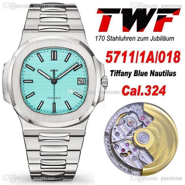 

twf 5711/1a/018 cal a324 automatic mens watch 170 anniversary limited edition tiffan9 blue textured dial stainless steel bracelet 283u, Slivery;brown
