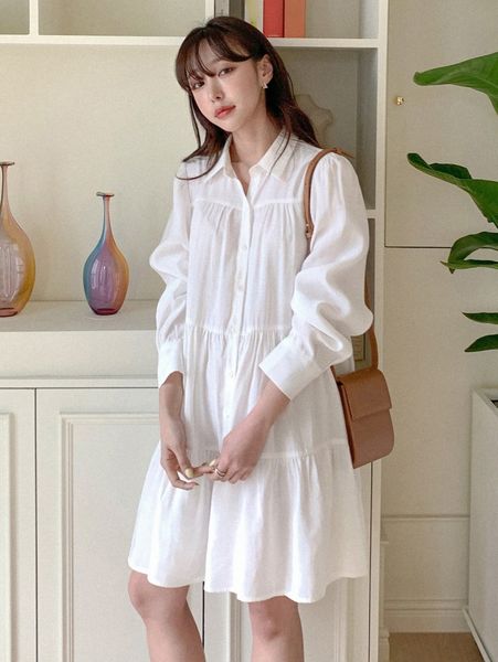 

dazy button front ruffle hem dress e3au#, Black;gray