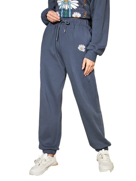 

x vikilester daisy floral drawstring waist sweatpants r0gh#, Black;white