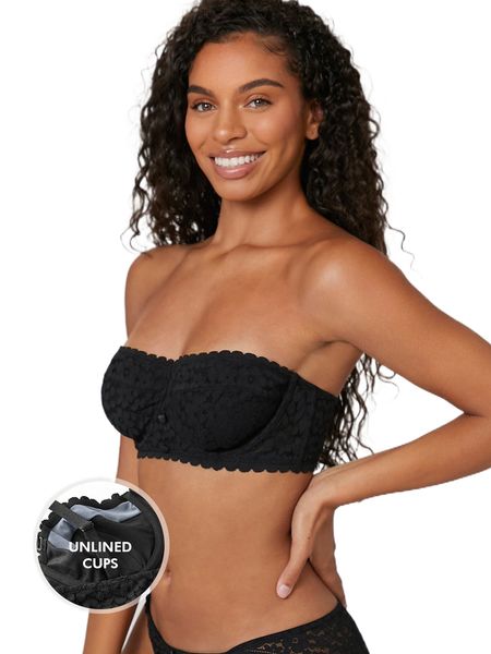 

luvlette lace strapless unlined balconette bra q0qu#, Black;red