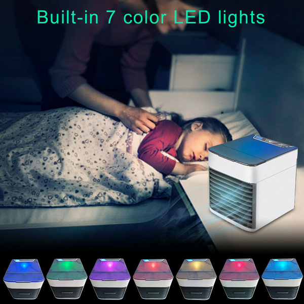 

mini air conditioner air cooler fan 7 colors light usb portable air conditioner 3 gear personal space cooling fan for home p