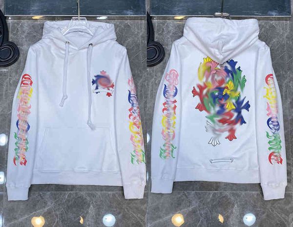 

luxury mens classic sweatshirts designer hoodies fashion ch zipper hooded sweater cross flower pullover sanskrit pattern casual w2y, Black