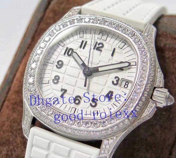 

women watches diamond clasp case women's automatic cal.324 ppf factory watch ladies 5069g 011 platinum rubber wristwatches, Slivery;brown