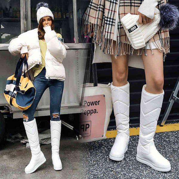 

warm boots winter plush knee high women comfy flat heel snow woman long thick fur botas mujer thigh w6y9, Black