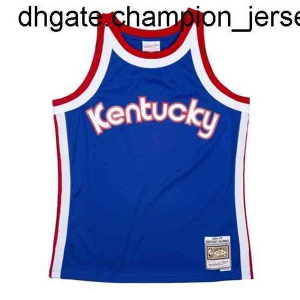 

new goods kentucky colonels mitchell & ness men's blue official 1974-75 jersey vest stitched throwback basketball jerseys vest shirt, Black