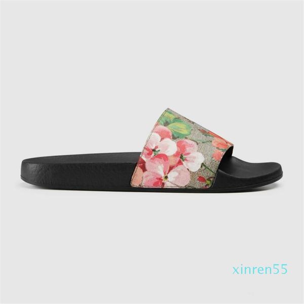

designer men women sandals with correct flower box dust bag shoes snake print slide summer wide flat slipper310k, Black