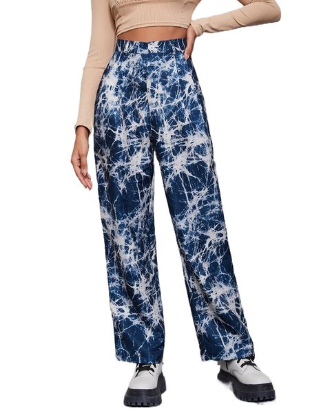 

high waist tie dye pants u6z4#, Black;white