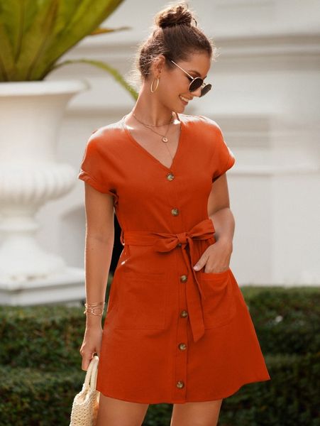 

single breasted batwing sleeve dual pocket belted dress v4tx#, Black;gray