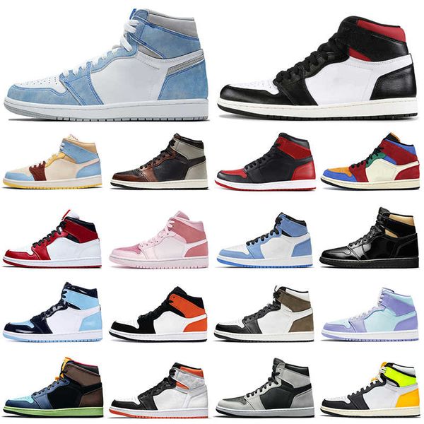 

lower price 1s men basketball shoes 1 hyper royal university blue banned bred shadow women mens trainers sports sneakers, Black;white