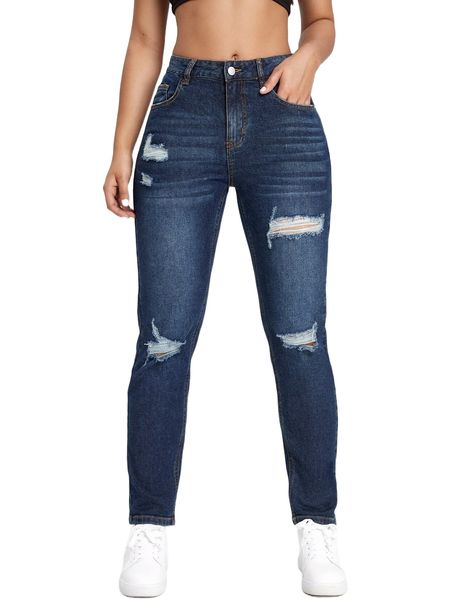 

slant pocket ripped skinny jeans h3sb#, Blue