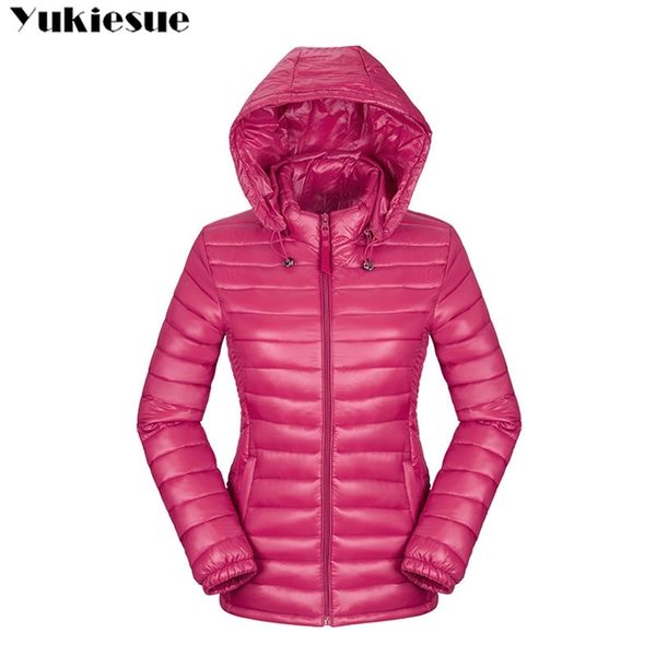 

ultra thin winter jacket women stand collar solid color short female coat parka outwear for women jaqueta feminina inverno 210412, Black