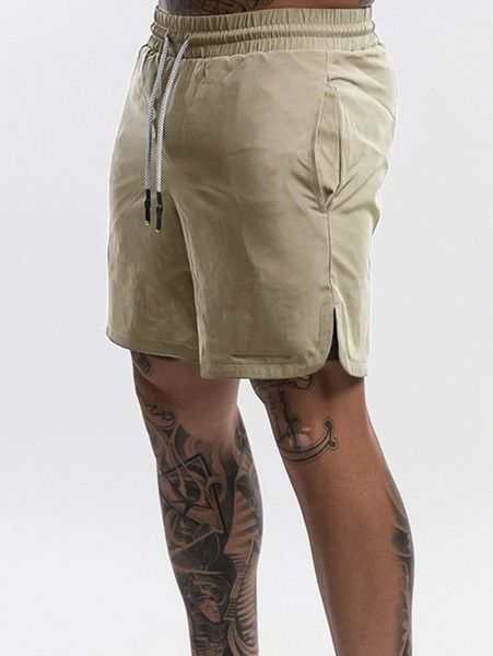 

men solid drawstring waist shorts r80b#, White;black