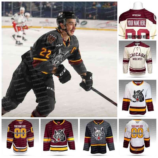 La maglia da hockey AHL dei Chicago Wolves Joey Keane Andrew Poturalski Stefan Noesen C.J. Smith Eric Williams Jack Drury Fitzgerald Josh Leivo Rees