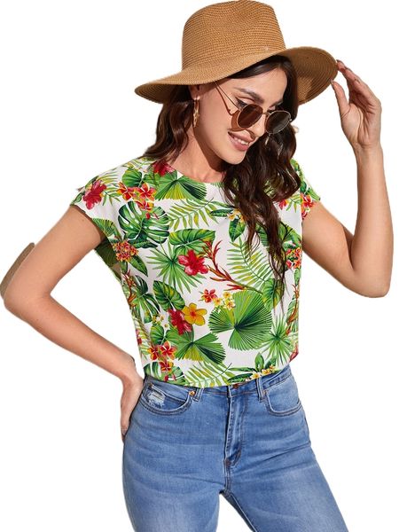 

twist cut out backless tropical print y8os#, White