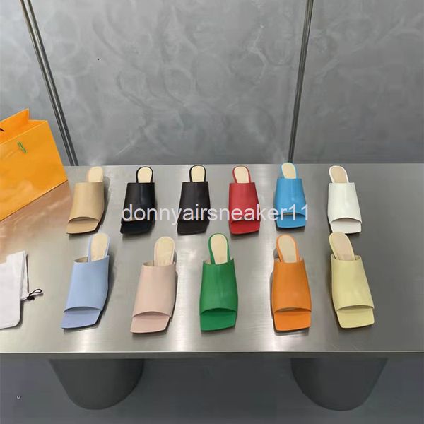 

slippers candy color cool slippers women wear fairy style thick heels summer one-sided high and versatile net red, Black