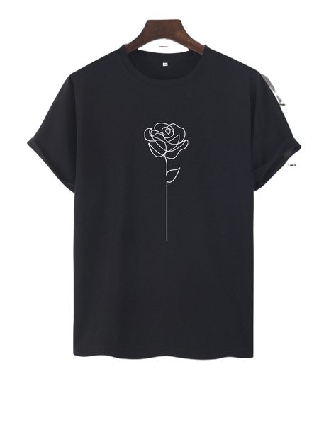 

men rose print tee j9bu#, White;black
