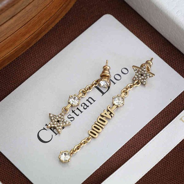 

2022 factory wholesale new asymmetric earrings for women new dijia star diamond earrings, Golden