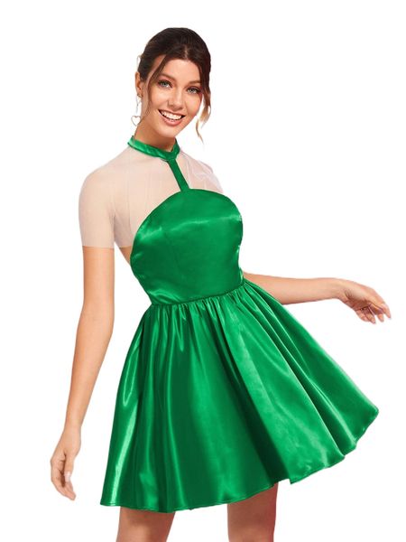 

x emileny gonzalez contrast mesh cut out a-line dress e5sn#, Black;gray