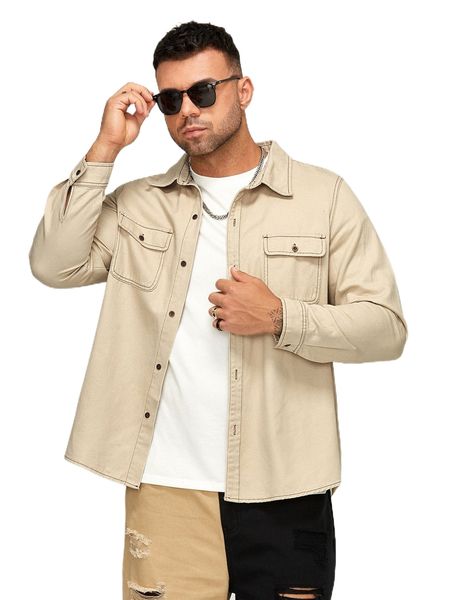 

extended sizes men flap pocket denim shirt without tee a0ww#, White;black
