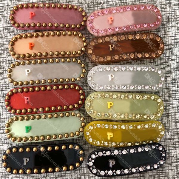 

glittering diamond designer hair clips interlocking letters rhinestone barrettes girls crystal transparent acrylic hairpins wholesale, Golden;silver