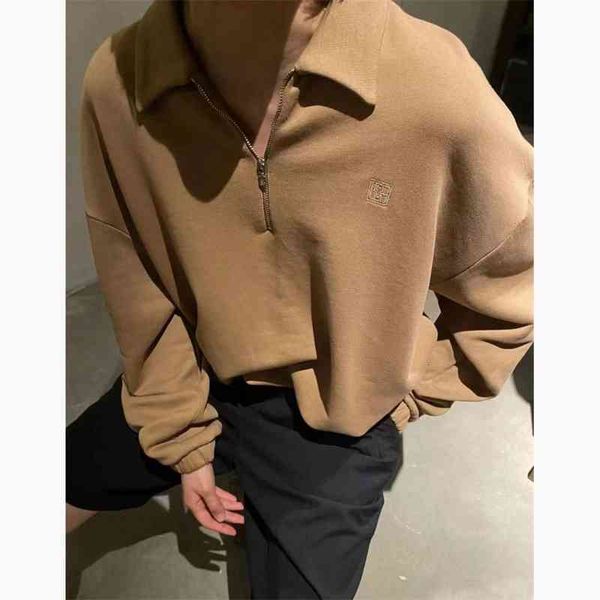 

women's hoodies sweatshirts spring lapel semi zipper long sleeve terry sweater totme solid casual 15ur, Black