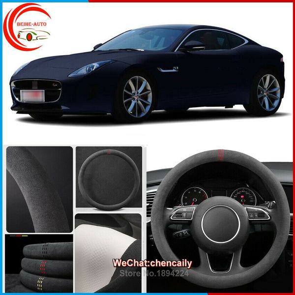 

for jaguar f-type black alcantara car steering wheel cover all seasons suede