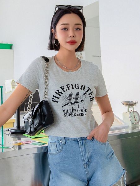 

dazy figure & letter graphic tee i37n#, White