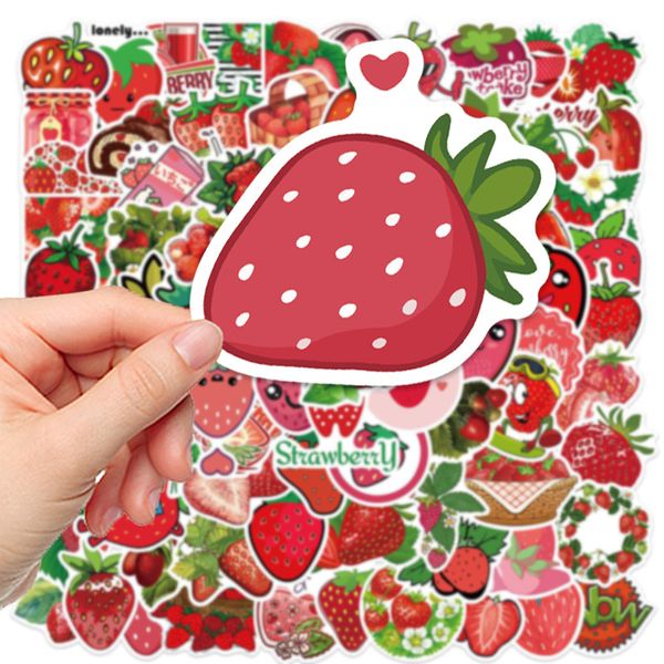 100 pezzi / set adesivi per skateboard simpatici fragola per auto laptop iPad bicicletta casco moto chitarra PS4 telefono frigorifero decalcomanie adesivo bottiglia d'acqua in PVC