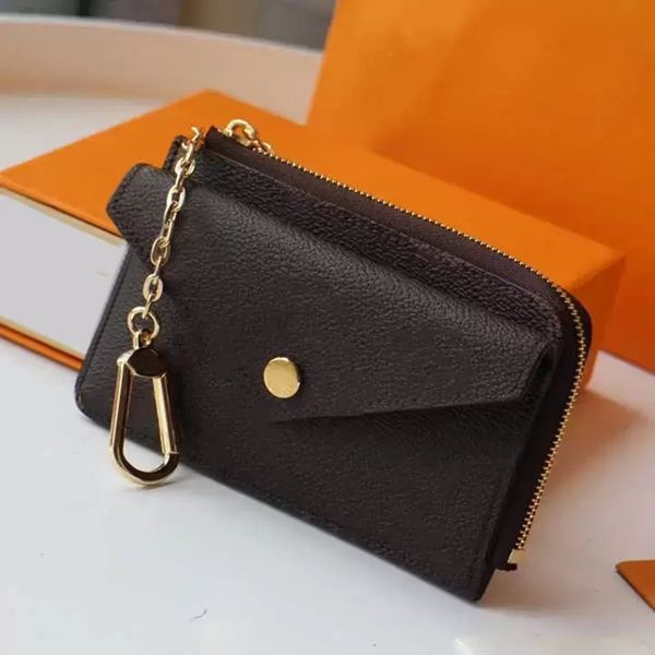 

m69431 card holder recto verso designer fashion womens mini zippy organizer wallet coin purse bag belt charm key pouch pochette accessoires, Brown;gray