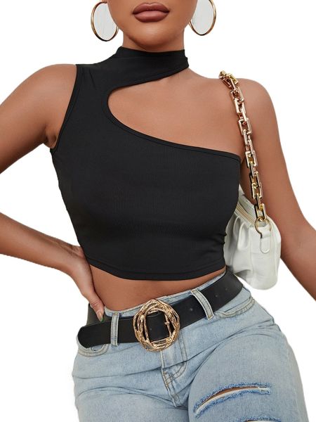 

solid asymmetrical crop l5an#, White