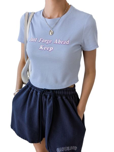 

dazy slogan graphic rib-knit tee m6ja#, White