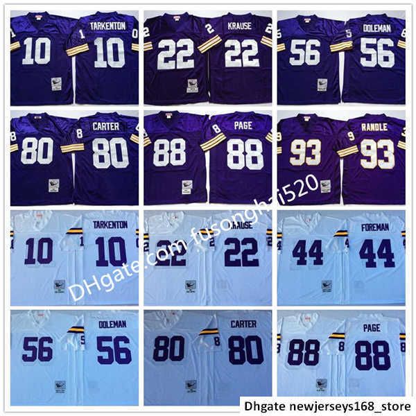 

ncaa football 10 fran tarkenton jersey 22 paul krause 28 adrian peterson 93 john randle chuck foreman chris doleman cris carter alan purple, Black