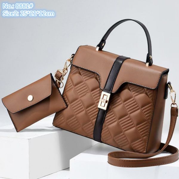 

Wholesale leathers shoulder bag street personality snakeskin bags large capacity two-piece plaid women handbag simple contrast leather handbags, White2-8881#