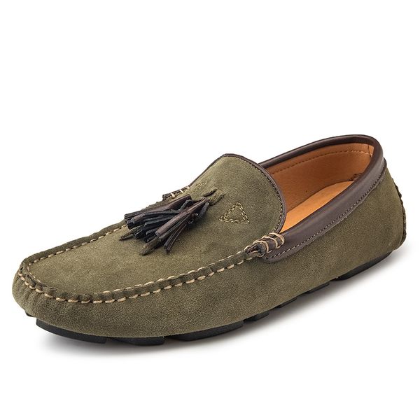 

men loafers suede leather men shoes fashion male boat shoes casual shoes man footwear moccasins lightweight tassel brogue, Black