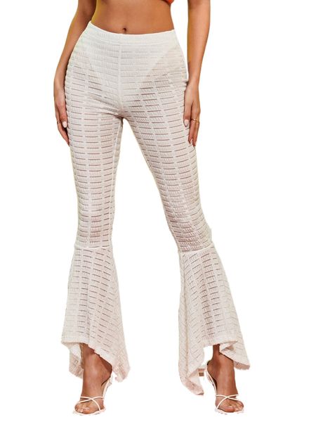 

hanky hem flare leg pants q5lj#, Black;white