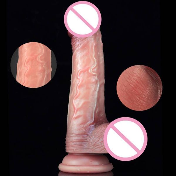 Sensazione realistica Dildo Stimolazione vaginale femminile Giocattoli sexy Per donne Lesbiche Pene artificiale in silicone morbido con ventosa