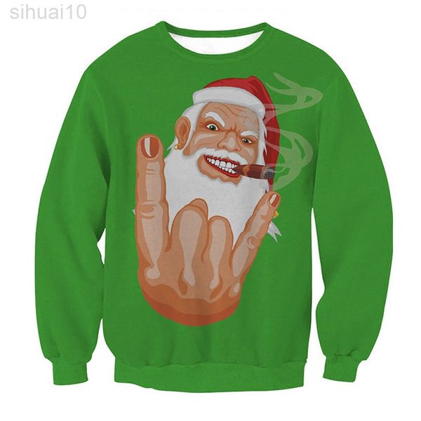 Männer Frauen Santa Hässliche Weihnachten Pullover 3D Lustige Gedruckt Herbst Winter Neuheit Sweatshirt Pullover Urlaub Weihnachten Jumper Tops L220801