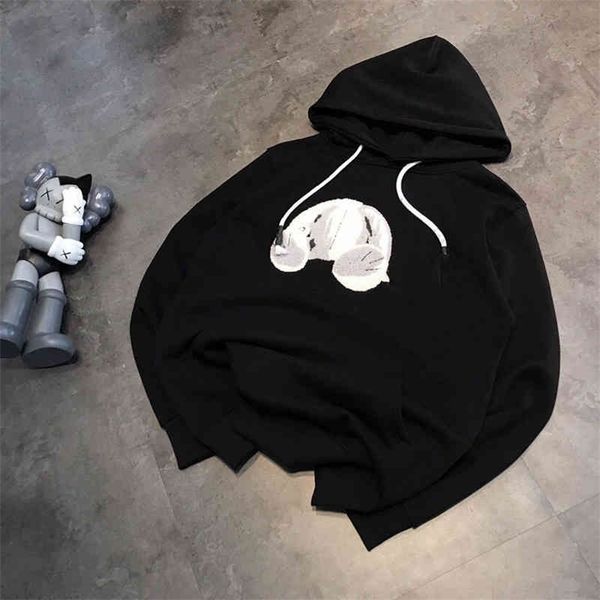 

2022 new special offer hairless flocking embroidery black hooded sweater women's spring and autumn thickened letter printed long sleeve