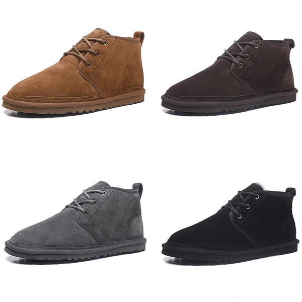 

new men women winter wool shoe neumel suede shoes men's classic boots newm series straps casual warm mini boot g chestnut siz262u, Black
