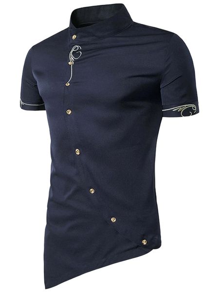 

men asymmetrical hem button front shirt 575z#, White;black
