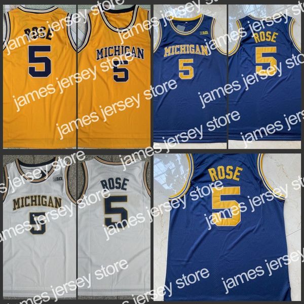 

ncaa men's michigan wolverines #5 jalen rose navy college basketball alumni jersey, Black