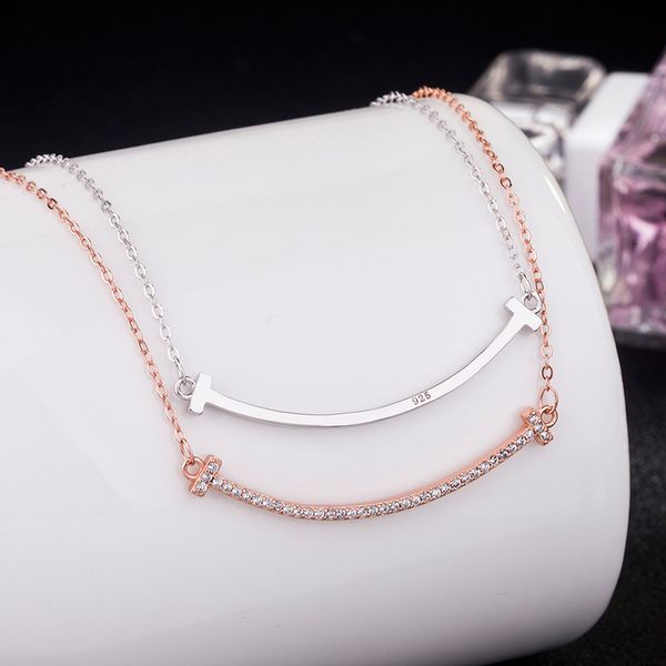 

luxury fashion designer s925 sterling silver necklace simple light smile ornament necklace ladies holiday gift with box certificate