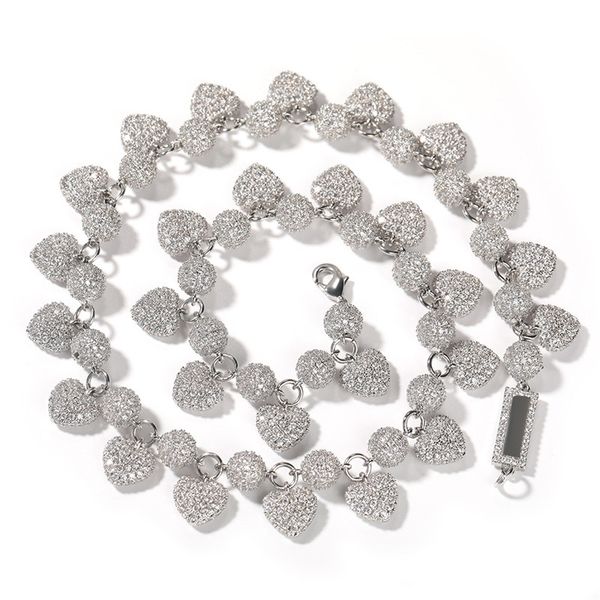 

hip hop necklaces chain zircon bead chain gold silver plated diamond heart necklace for men women