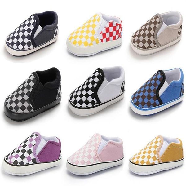 

first walkers baby shoes classical checkered toddler walker born boy girl soft sole cotton casual sports infant crib183s