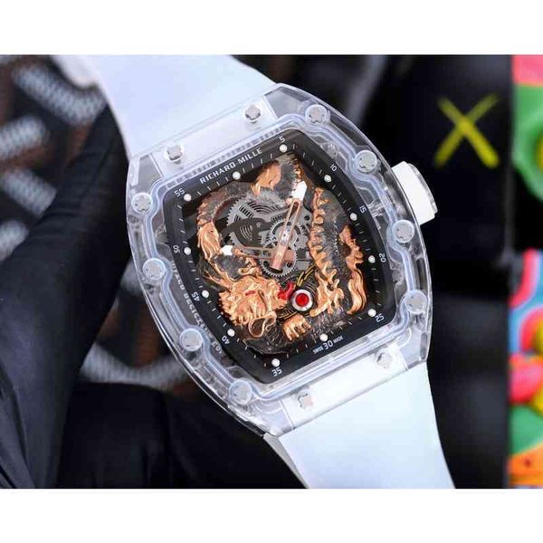 

luxury mens mechanical watch richa milles rm57-03 fully automatic movement sapphire mirror rubber strap watches men brand wristwatch, Slivery;golden